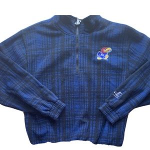 Kansas Jayhawks Mens 1/4 Fleece Blue & Black